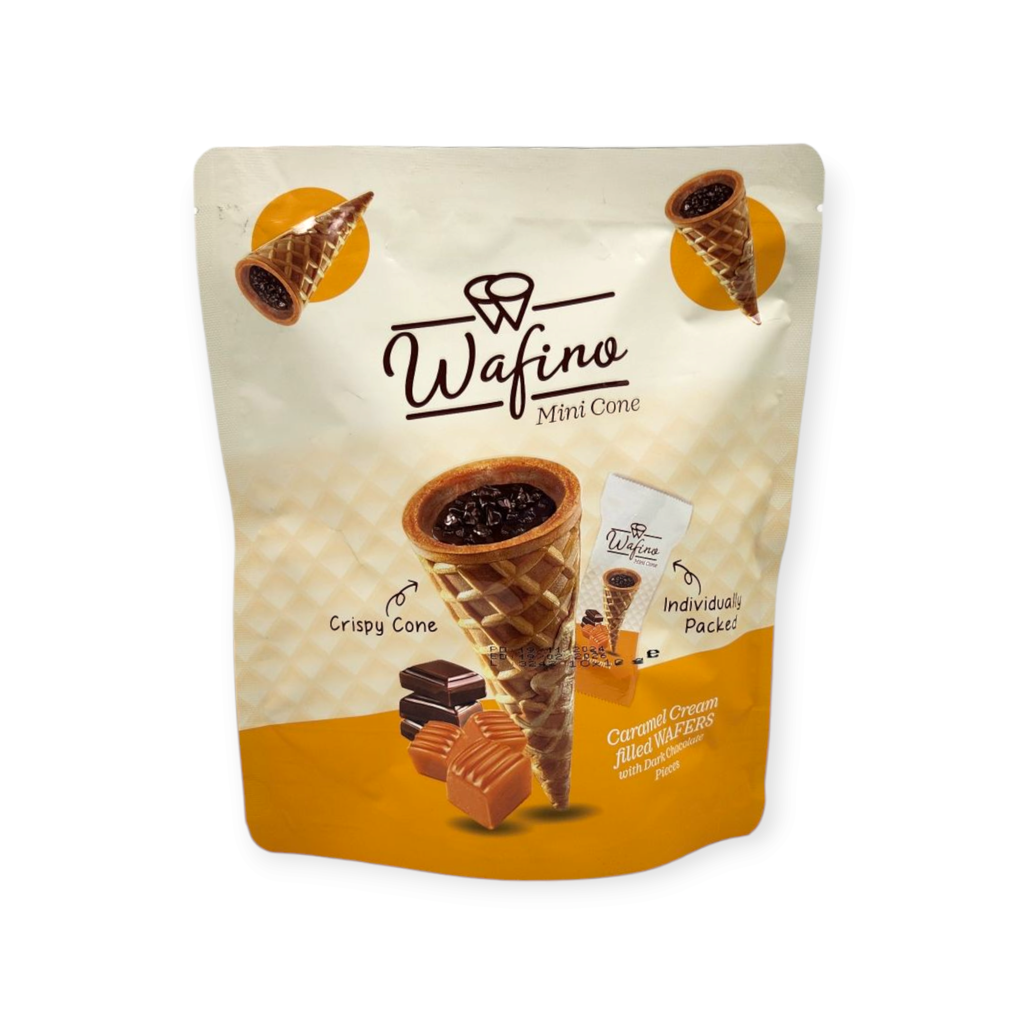 Wafino Mini Cornet Caramel 100g (Box of 12)