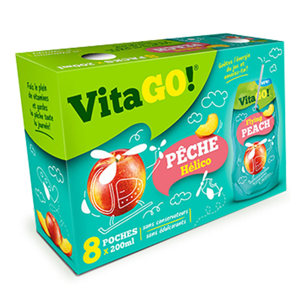 VitaGo Fruit Drink Peach 200ml x 8 Pack