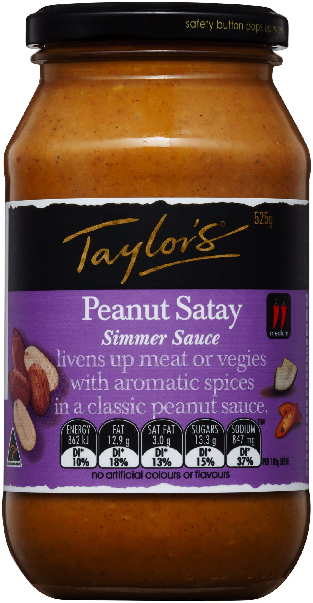 Taylor's Peanut Satay Simmer Sauce 525g (Box of 6)